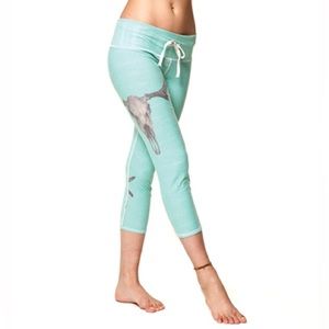 Discontinued Teeki Deer Medicine Teal Capri Lounge Pant Large